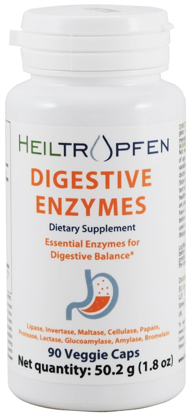 Digestive Enzymes | 90 Veggie Capsules | Food Supplement | Heiltropfen®