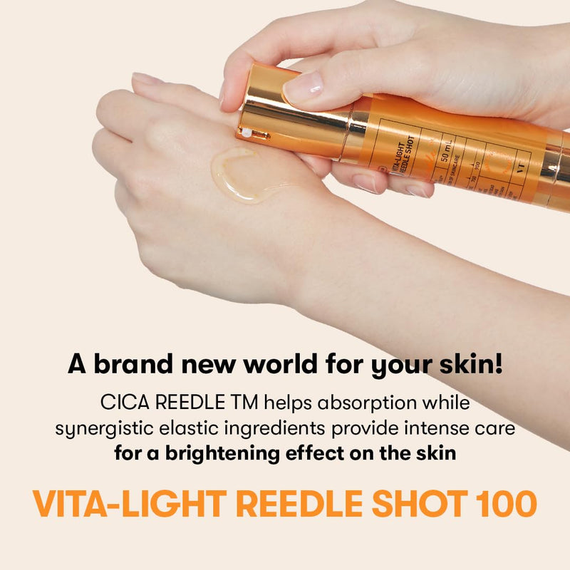 VT COSMETICS Vita-Light Reedle Shot 100 Serum, 1.69 fl oz (50ml) | Vitamin C Capsules, Vitamin E, Microneedling Formula, Korean Skin Booster