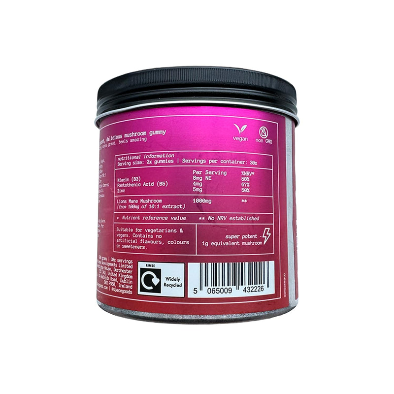Spacegoods Moon Chews 240g, 30 Servings, Lion's Mane Super Chew, Focus & Clarity Boost, On-The-Go Convenience, Delicious Texture and Taste, Strawberry Flavour