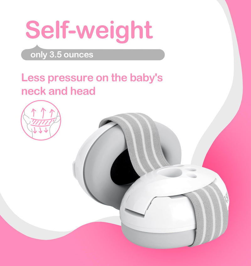 [Australia] - HZ001 Baby Hearing Protection - CE & CPC Certified for Babies up to 36 Months - with Replacement Headband Baby Earmuffs Ear Protection for Airplane, Firework Show - White 