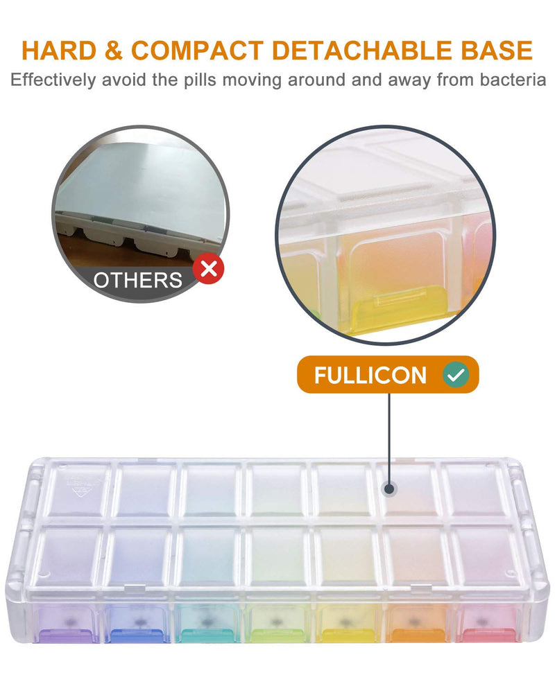 Weekly Pill Organizer 7 Day 2 Times a Day Extra Large, Quick Fill 2022 Fullicon AM PM XL Daily Pill Cases Pill Box with Detachable Base - Pink (Patent Registered) | Each Compartment Holds 13 Fish Oils or 12 Vitamins, BPA Free Food Grade Plastic, Preven...