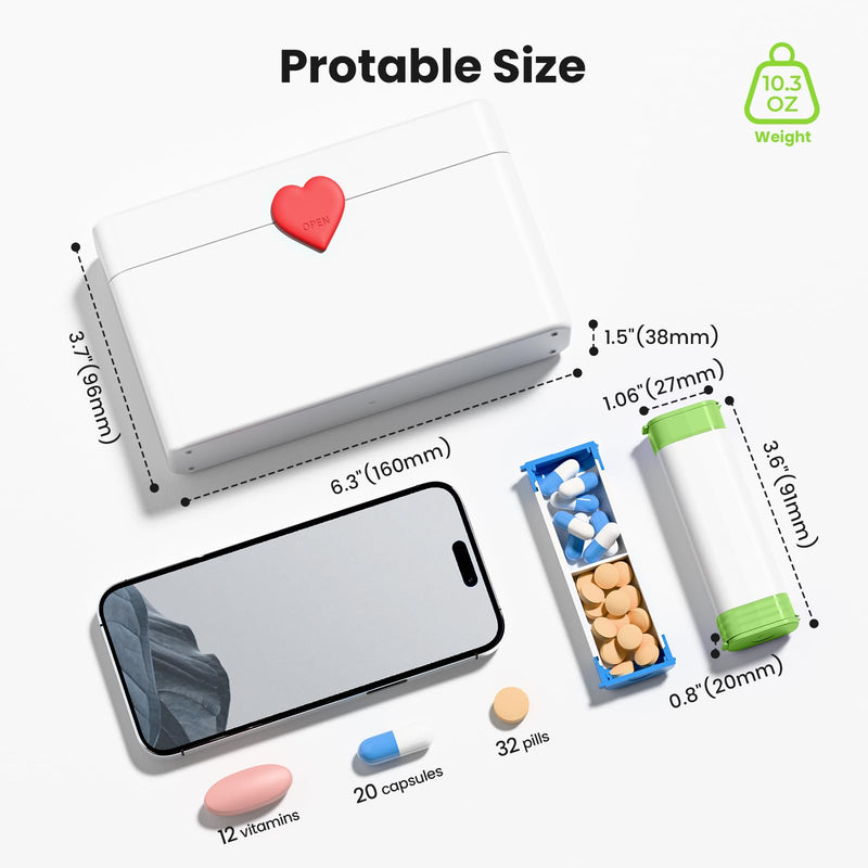 Daviky Weekly Pill Organizer 2 Times a Day, 7 Day AM PM Travel Pill Box | 14 compartments for 7-day AM PM use, compact and travel-friendly, with clear labels and secure storage for pills and vitamins White