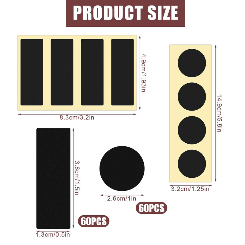 [Australia] - 120pcs Match Striker Papers with Adhesive, 60 Round and 60 Rectangle Match Striker Stickers Match Striker Paper Sheets for Match Rack Cymbal Paper Replacement (Black) Black 