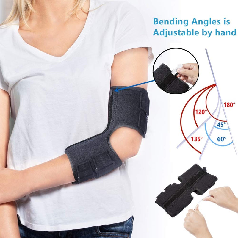 Elbow Brace Support Splint for Cubital Tunnel Syndrome and Arthritis Pain Relief , Adjustable Angle Stabilizer Brace ,Prevent Excessive Bending at night,Fits left and right Arms for Woman and Man- L Large