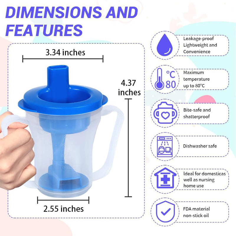 HXY Dysphagia Regulating Drinking Cup for Elderly-Having Difficulty Swallowing,Dispenses 5 cc or 10 cc of Liquid Helps to Prevent Choking,Liquids Only Dysphagia Cup for Stroke Limited Mobility (Blue) Blue