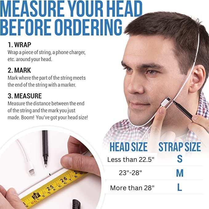 [Australia] - Anti Snoring Chin Strap for CPAP Users | Medium | Keep Mouth Closed While Sleeping | Adjustable Premium Snore Stopper Head Strap for Men and Women | Itch-Free Material for Uninterrupted Sleep M 
