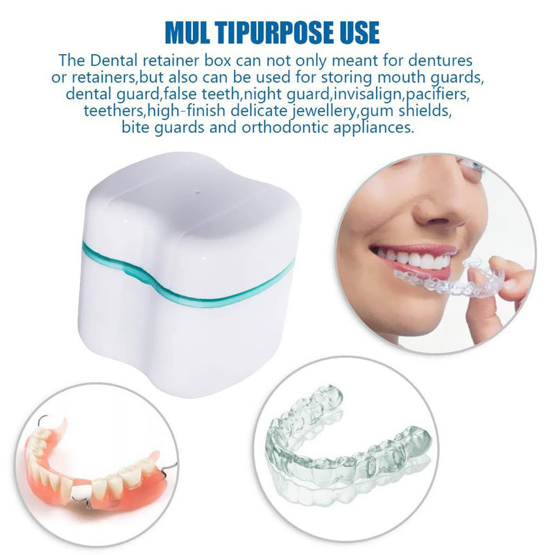 [Australia] - Guador 2 pieces denture case 2 dentures cleaner brushes dentures bathing box dentures box dentures cleaner brush dentures toothbrush dentures cup box bathing dentures container with basket white 