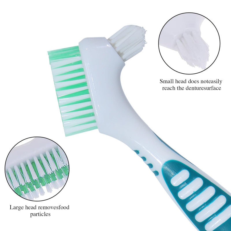 [Australia] - 2Pcs Denture Brush False Teeth Toothbrush with 1 White Carrying Case, Effective Denture Cleaning Brush with Multi-Layered Soft Bristles,Green and Purple Green & Purple 