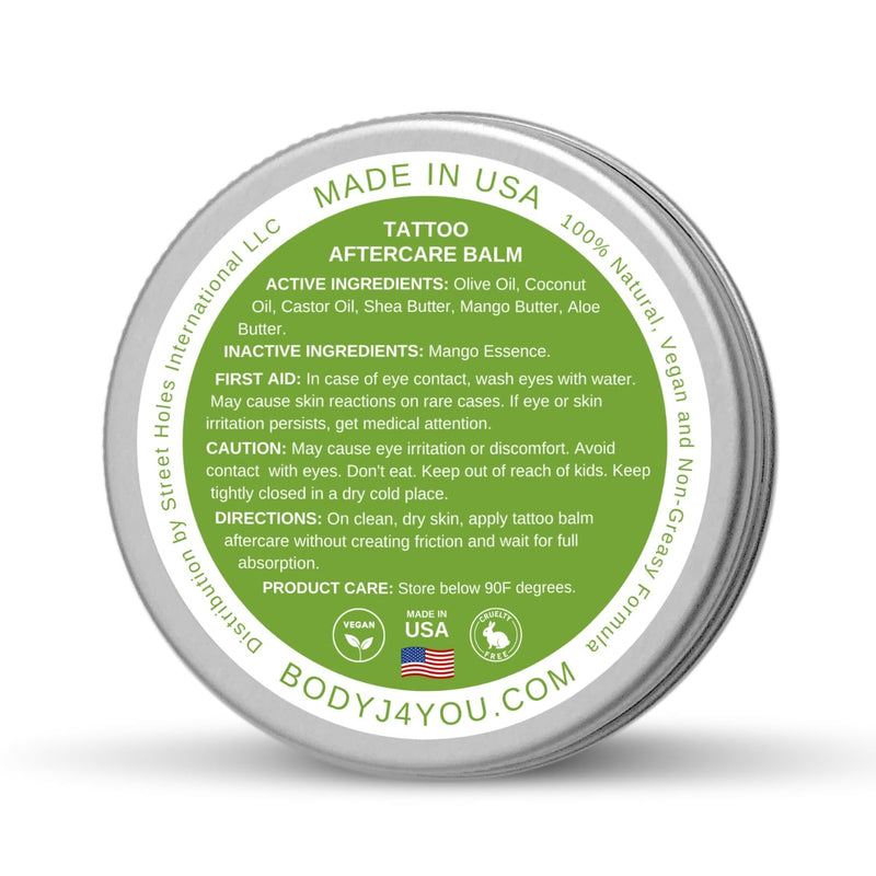 [Australia] - BodyJ4You Tattoo Aftercare Balm - New Tattoo Recovery Cream Moisturizer - Non Greasy Vegan Butter Enhancing Color - Safe Lotion Old Tattooed Skin Sun Protection Natural Skin Care - 4 Oz 
