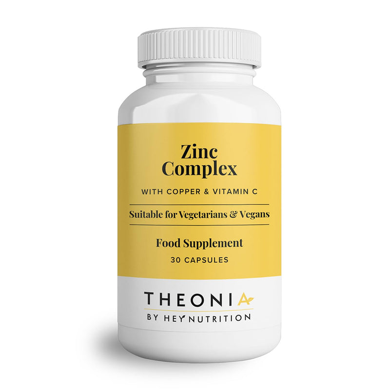 Theonia Zinc Complex – Supports Immune, Skin & Digestive Health – High Absorption Zinc with Vitamin C, Probiotics & Natural Blends – 30 Vegan Capsules