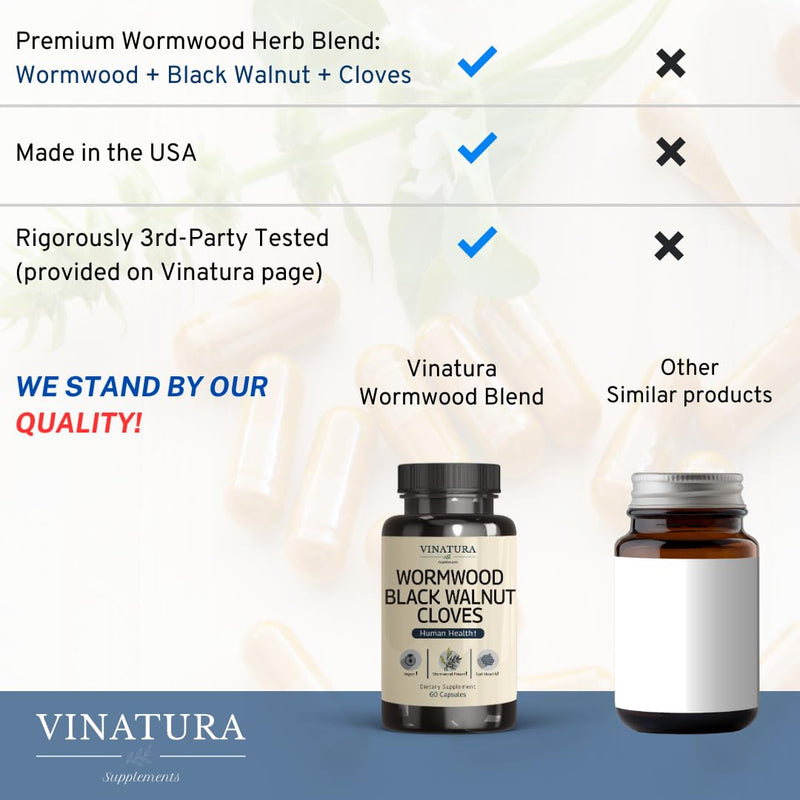 [Australia] - Wormwood Black Walnut Clove Capsules - Cleanse, Detox, Intestinal Guard Formula Supplement for Humans, with Wormwood herb, Black Walnut Extract Combination, 60 Capsules 