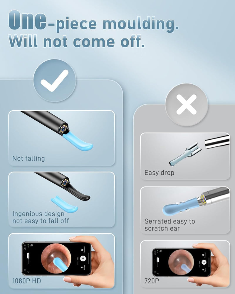 [Australia] - Ear Wax Removal Tool Camera - Ear Cleaner with Camera,1080P Otoscope, Ear Cleaning Tool with 4 Ear Spoon, Ear Camera for iPhone & Android Phones - Blue 