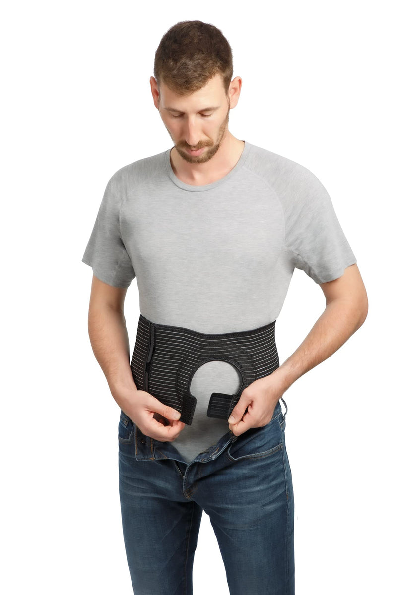 [Australia] - Abdominal Ostomy Belt for Post-Operative Care after Colostomy or Ileostomy Surgery Abdomen (Large), Black Large 