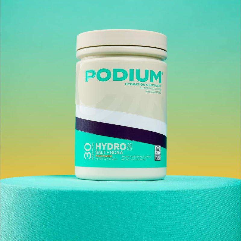 [Australia] - Podium Nutrition, Instantized BCAA Powder, Hydro and Salt 2025, 30 Servings, Electrolytes, Hydration, Recovery (Peach Mango) Peach Mango 