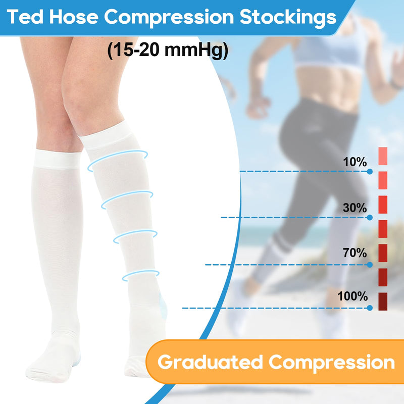 [Australia] - 2Pairs Ted Hose Compression Stockings for Women and Men, Anti Embolism Compression Stockings, Surgical Compression Stocking, 15-20 mmHg Compression TED Hose with Inspect Toe Hole XXL Knee High 