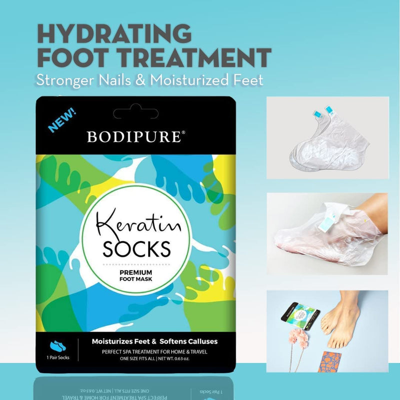 [Australia] - Bodipure Premium Foot Mask Keratin Socks | At Home Spa Moisturizer Socks for Dry Cracked Feet, Callus & Heel Softening | Easy-to-Use Pedicure Foot Repair | Chemical-free Feet Treatment | 12 Pairs 1 Count (Pack of 12) 