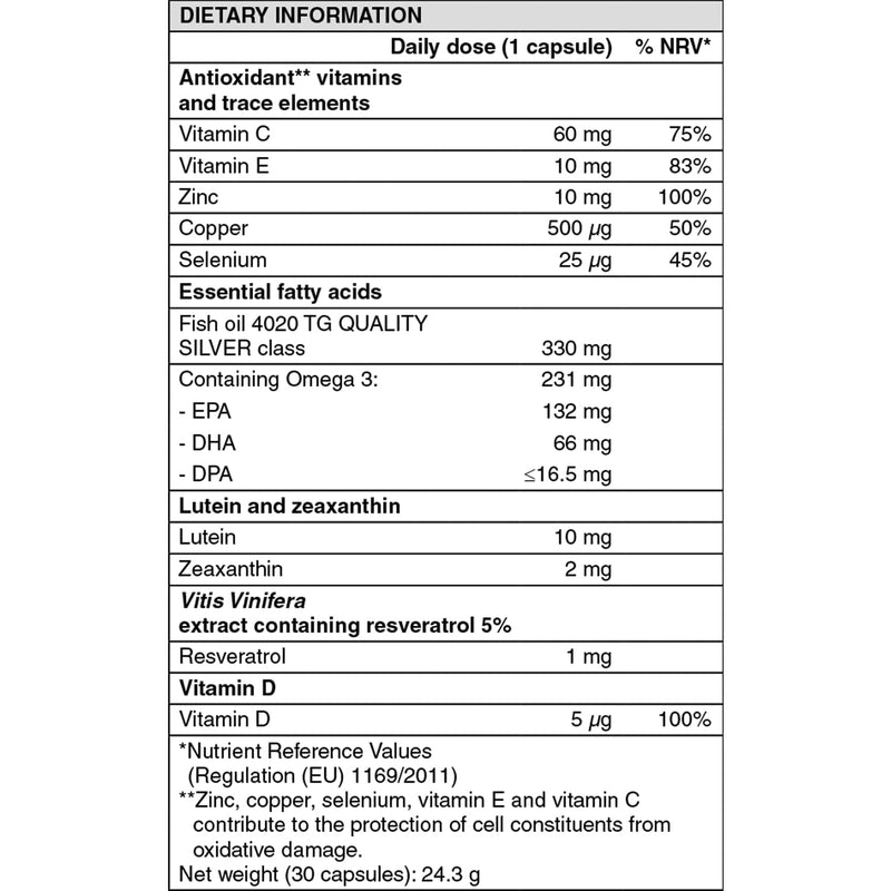 Nutrof Total Capsules – Eye Health Supplement with Lutein, Zeaxanthin, Omega 3, and Antioxidants | Essential Nutrients for Optimal Eye Health | Pack of 30 Capsules (1 Capsule per Day - 1-Month Supply) | Once daily, 11 nutrients and antioxidants, Zinc c...