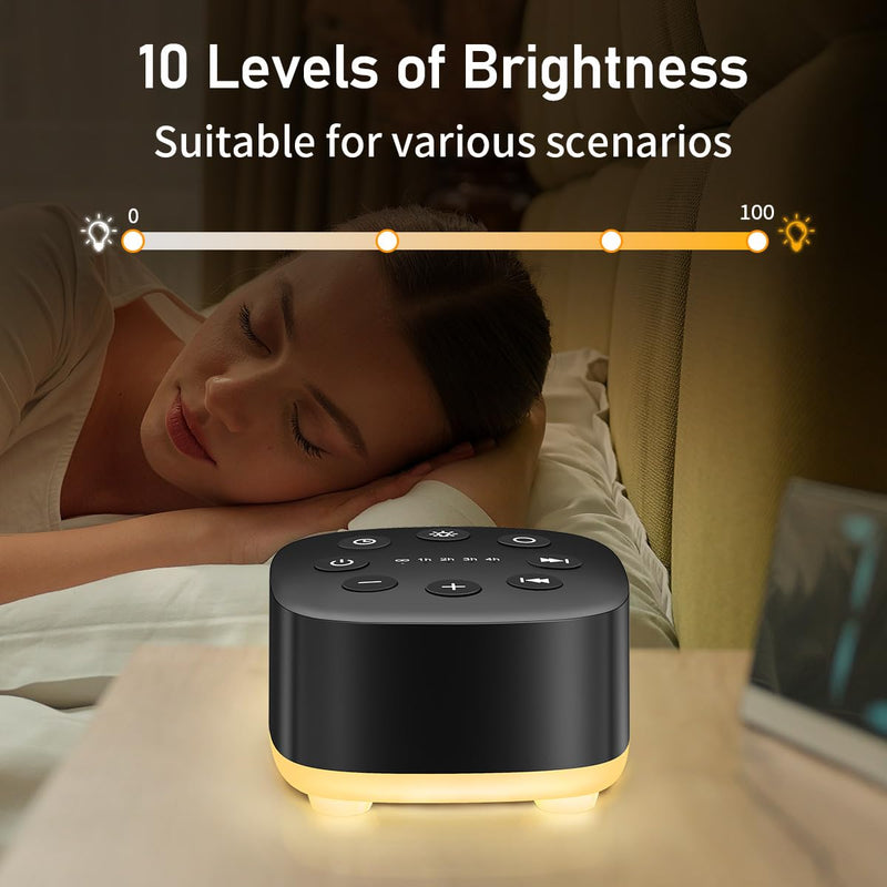 [Australia] - Meditation White Noise Sound Machine 30 Soothing Sounds with 32 Volume Control 12 Night Light 5 Timers Portable Sleep Machine for Travel Powered by AC or USB Sleep Therapy for Baby Kids Adults (Black) Black 