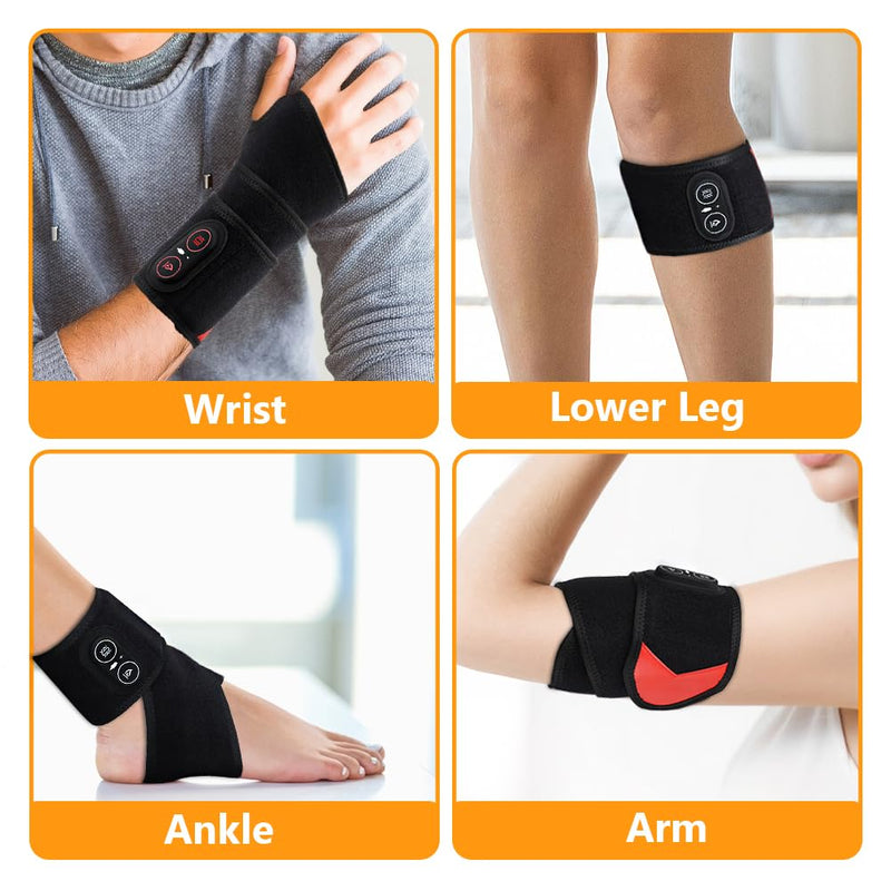Joyzan Cordless Wrist Heating Pad, Heated Relief Wrap Warmers Rechargeable | Men Women Left Right Hand Hot Massage Brace 3 Adjustable Heat Levels 3 Vibrations Mode Settings Gifts Dad Mom Arm Leg