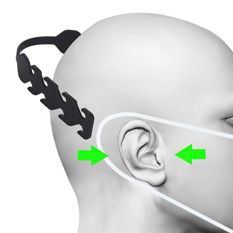 [Australia] - MIAODAM Adjustable Mask Extender Strap, Mask Ear Saver, Mask Holder, Mask Straps, Masks Extension Masks Buckle Ear Protectors (5PCS, Black) 5 