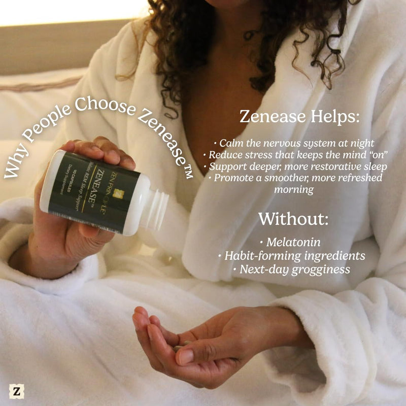 Zen Principle Zenease Sleep Support with Magnesium Glycinate, Ashwagandha KSM-66®, Saffron, L-Theanine & GABA – No Melatonin, Natural Stress Relief & Sleep Aid. 180 Capsules 2