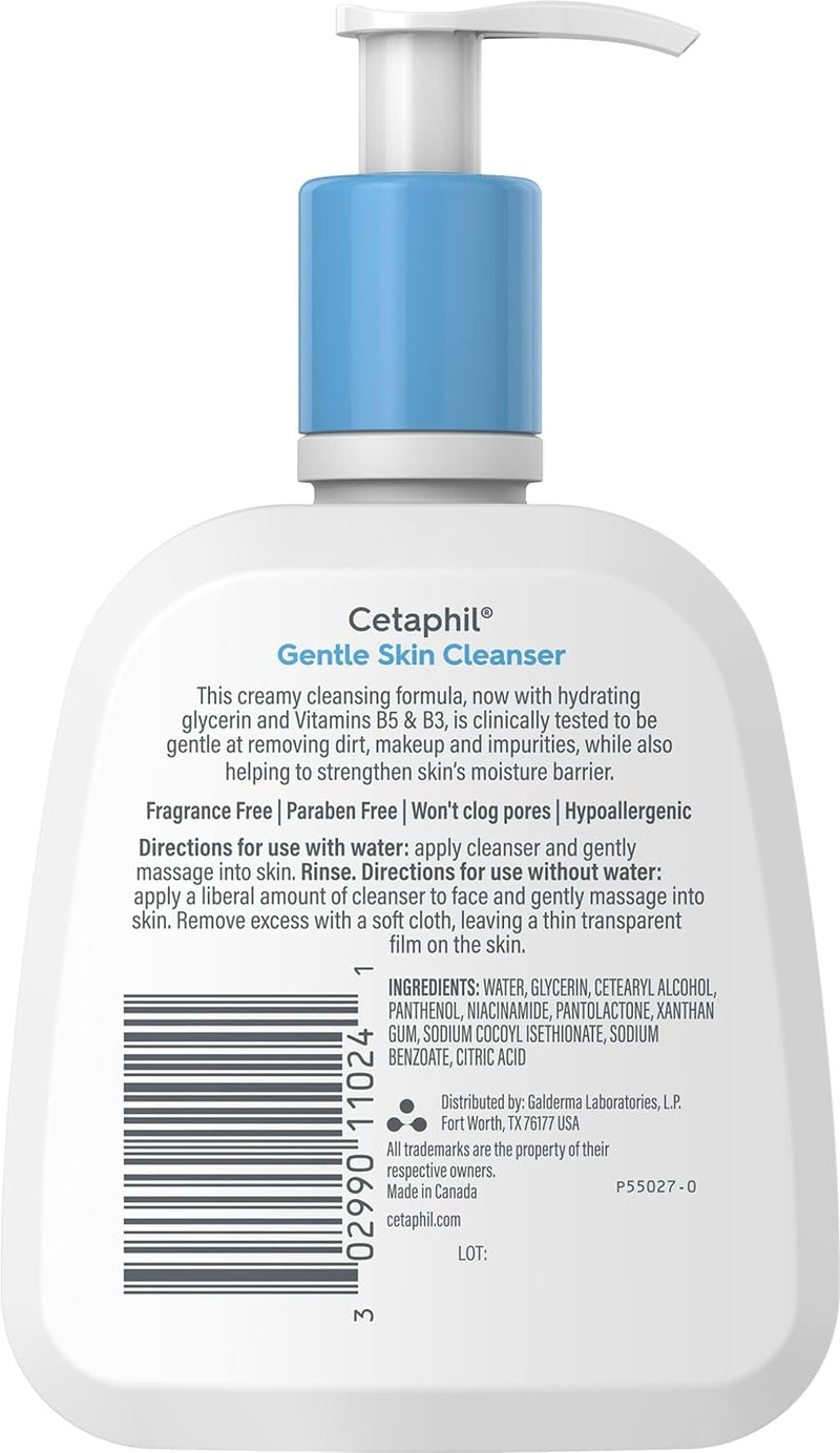 Cetaphil Gentle Cleanser, Hydrating Face Wash, Sensitive Skin, 4 fl oz, 3 ct Unscented 4 Fl Oz (Pack of 3)