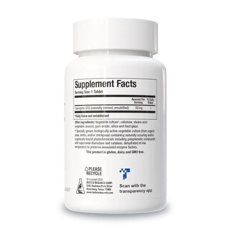 BIOTICS RESEARCH CoQZyme 30 Milligram of emulsified coenzyme Q10 CoQ10, Supplies Superoxide dismutase and catalase, Two Important antioxidants 60 Tabs