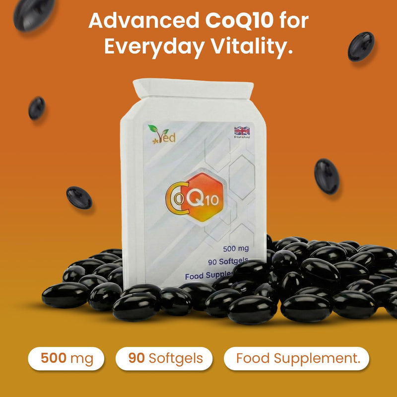 VED Co Enzyme Q10 | Support Healthy Heart and Muscles | Promote Cellular Energy | Naturally Fermented Ubiquinone| 500mg (270 Softgel)