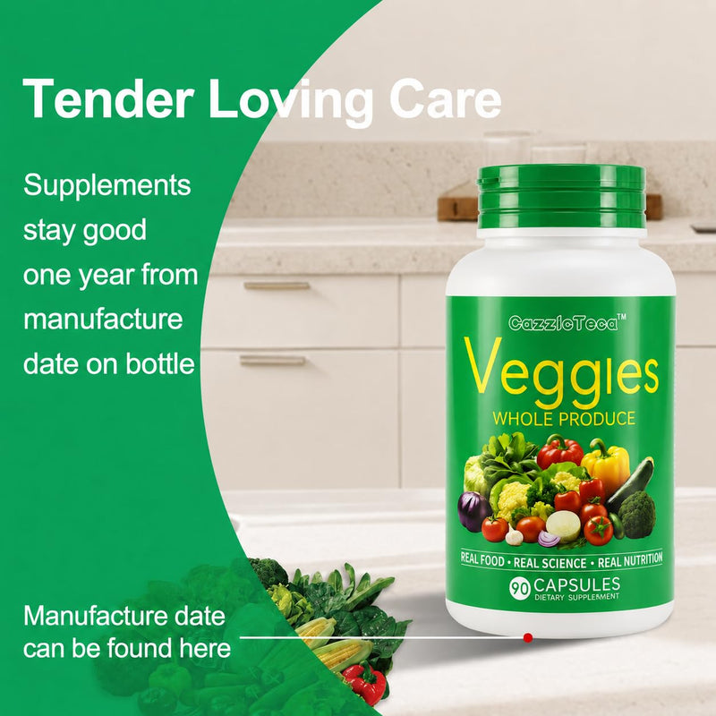 Fruit and Veggies Supplement Vitamins for Men and Women - Super Fruits and Veggies Capsules to Support Balanced Nutrition and Energy Levels - Whole Natural Super Foods 90 Count (Pack of 2)