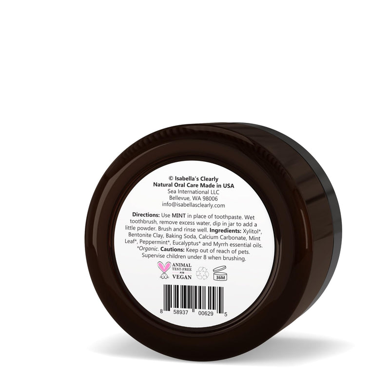 Isabella’s Clearly Mint Remineralizing Tooth Powder | Teeth Whitening Natural Fluoride Free Toothpaste for Adults, Kids, Sensitive Teeth and Gums | Xylitol, Baking Soda, Clay, Calcium (Mint Flavor) 1.4 Ounce (Pack of 1)