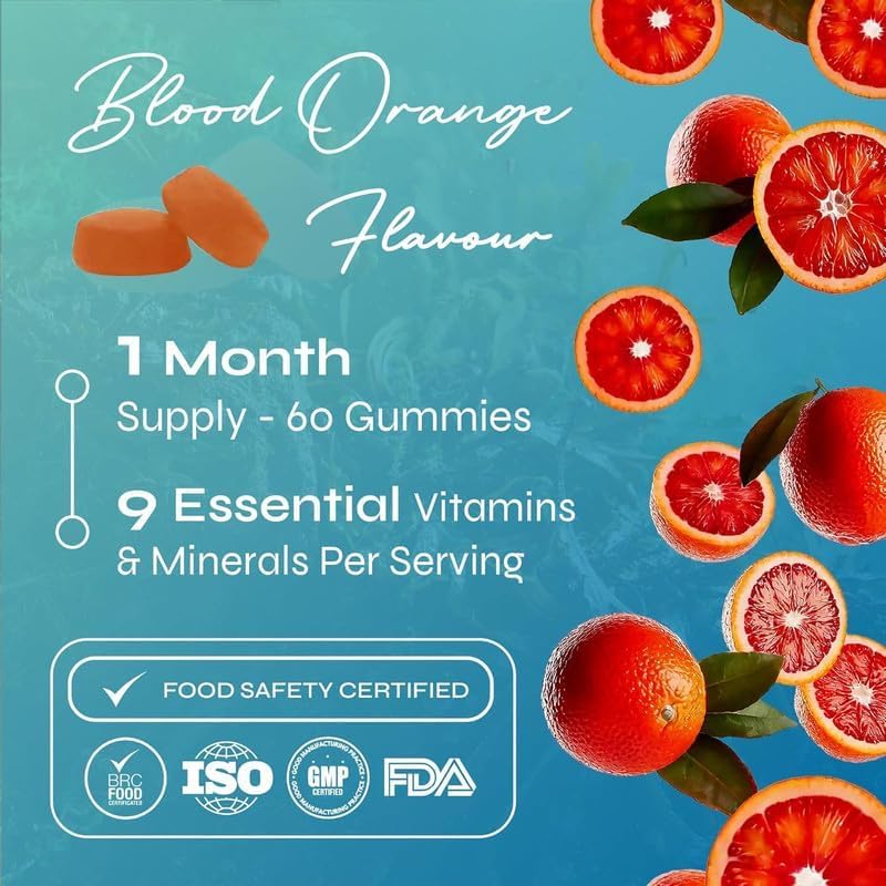 Known Daily Multivitamin Gummies – Blood Orange Flavour – Vegan Gummy Supplement – Vitamin A, C, D, E, B6, Biotin, Zinc, Iodine – Immune Health, Energy, Wellbeing – 1 Month Supply – for Men & Women