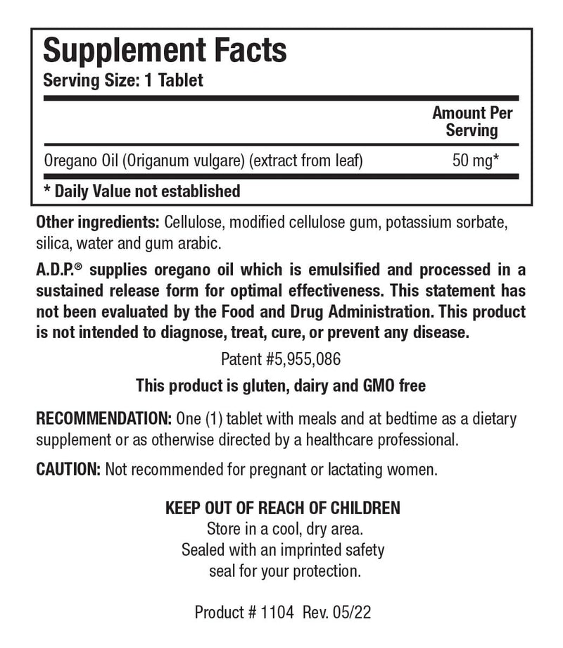 [Australia] - Biotics Research A.D.P. - Oil of Oregano, Patented Formula, Micro-Emulsion Technology, Sustained Release for High Absorption, GI Health. 120T 120 Count (Pack of 1) 