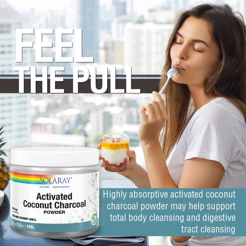 [Australia] - Solaray Activated Coconut Charcoal Powder 500 mg | Healthy Inner Cleansing & Digestive Tract Support | 300 Servings 
