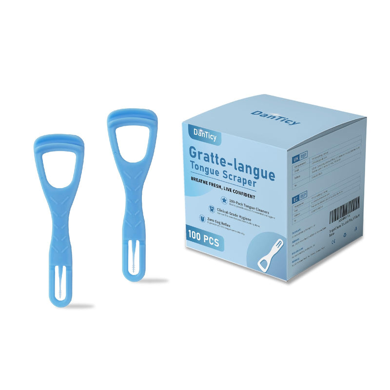 [Australia] - Tongue Cleaner, Tongue Scraper, Disposable, Plastic Scraper, Clean Tongue, Promote Fresh Breath, Includes Safe Fold- Back Tooth Pick, 100 Count 