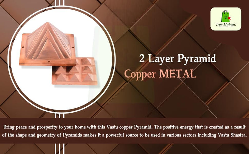CORONATING Homes Vastu Copper 2 Layer Pyramid | 3-Inch | Pyramid for Positive Energy, Health & Wealth | Vastu Dosh Remedies for Home & Office | Direction - SE, SSE, South | Pack of 1