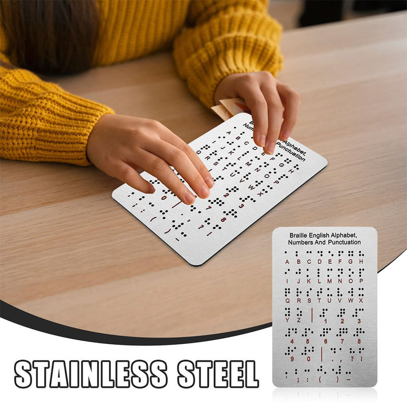 BESTonZON 2 Pack Braille Alphabet Boards with Raised Dots for Letters Numbers Punctuation - Tactile Braille Learning Aid for Blind Children Beginners at Home and School