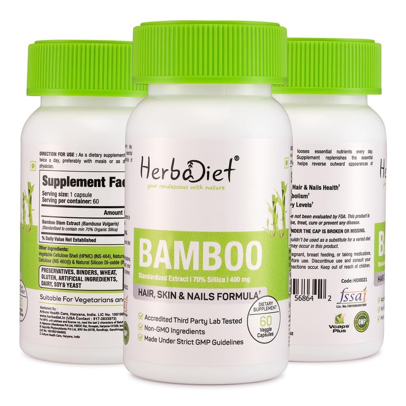 [Australia] - Bamboo Extract Capsules | Supports Healthy Skin, Hair & Nails | Natural Hair Supplement with 70% Silica (120 Capsules) 