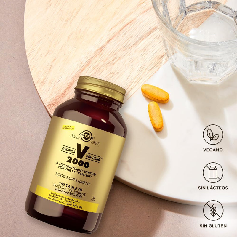 Solgar Formula VM-2000 (Multinutrient System), 180 Tablets - Contains Zinc | Premium Quality Multiple - Supports A Healthy Immune System - Vegan, Dairy Free, Kosher - 90 Servings 180 Count (Pack of 1)