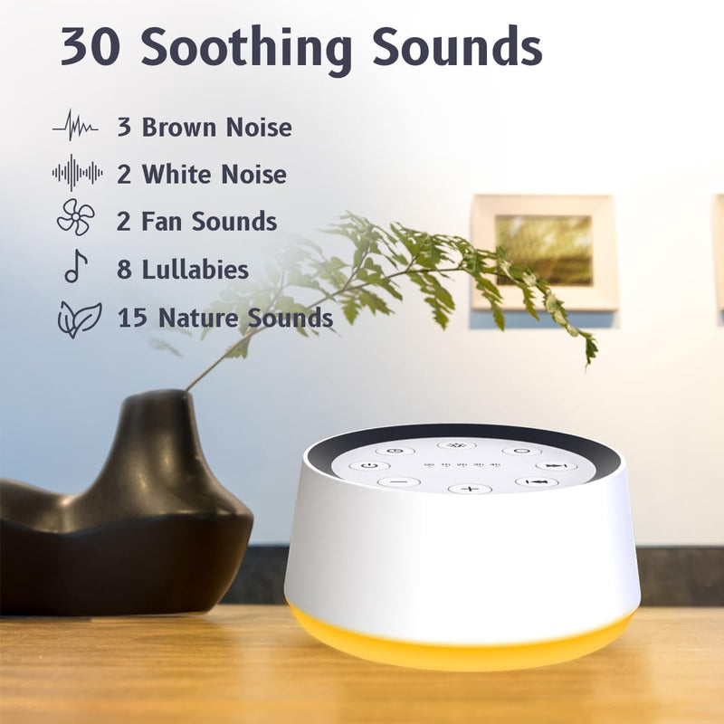 [Australia] - Brown Noise Sound Machine with 30 Soothing Sounds 12 Colors Night Light White Noise Machine for Adults Baby Kids Sleep Machines Memory Function 36 Volume Levels 5 Timers for Home Office Travel 