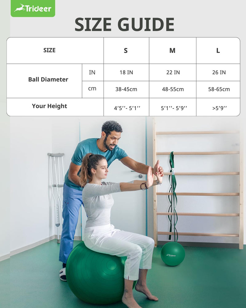 [Australia] - Trideer Exercise Ball for Physical Therapy, Swiss Ball Physio Ball for Rehab Exercises, Workout Fitness Ball for Core Strength, Yoga Ball for Balance & Flexibility M(19-22ines/48-55cm) 