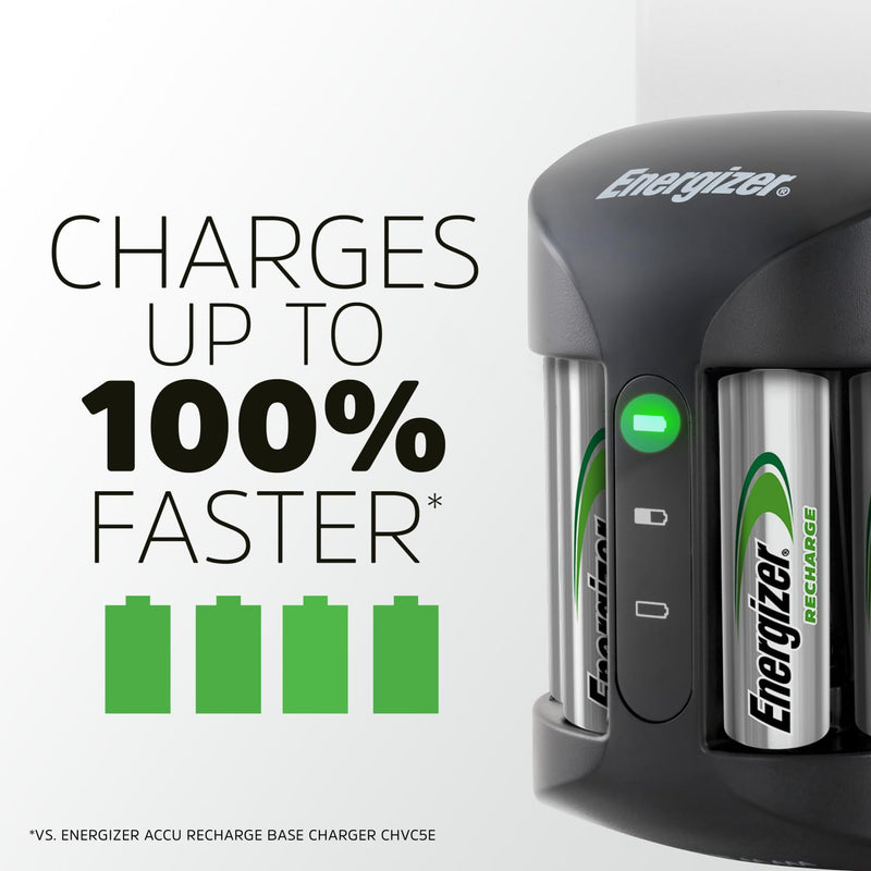 Energizer Rechargeable AA and AAA Battery Charger (Recharge Pro) with 4 AA NiMH Rechargeable Batteries, Auto-Safety Feature, Over-Charge Protection 1 COUNT