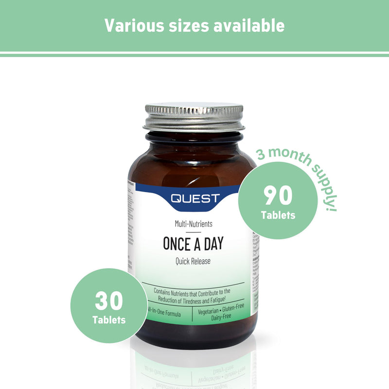 Quest - 90x Once A Day Multivitamins and Minerals Supplements. Daily Vitamins for Men & Women to Support and Boost Overall Well Being. Vitamins C, D, B, Iron, Magnesium, Zinc and More (1 Pack) 90 count (Pack of 1)