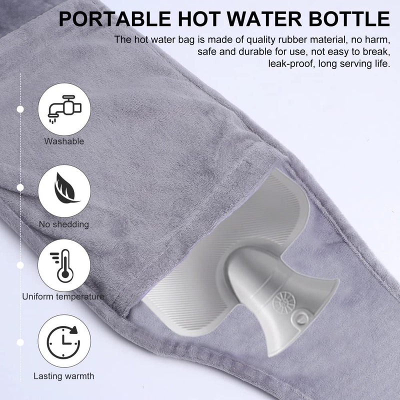 [Australia] - DAJASD Hot Water Bottle, Waist Hot Water Bottle, Hot Water Bottle Belt Made of Rubber, Hot Water Bottles with Soft Waist Cover, Pain Relief for Neck, Back, Shoulder and Legs (Gray) Gray 