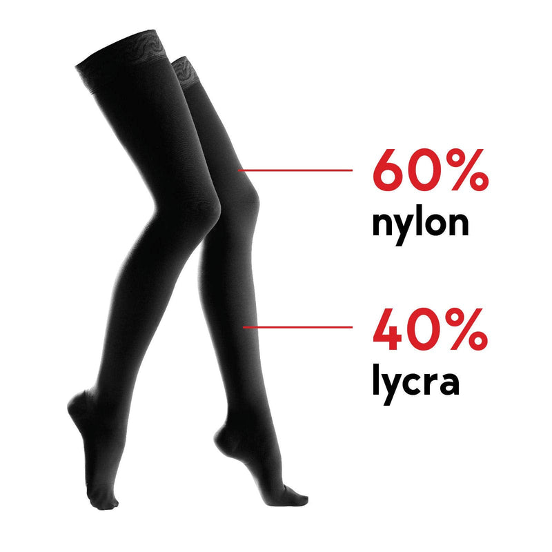 [Australia] - Lauma Medical, 23-32 mmHg Class 2 medical compression stockings with lace stripes, varicose veins, frequent swelling in the legs, pain in calves and feet Black S size, short 