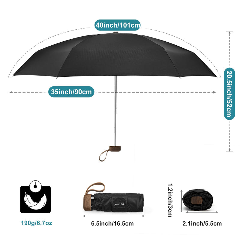 G4Free Mini Travel Folding Umbrella for Purse, Compact UPF 50+ UV Protection Sun & Rain Small Umbrella, Lightweight Portable Parasol Fits in Pocket, Wallet for Women Men(Black and Light Blue)