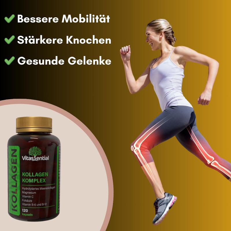 [Australia] - Vitassential Collagen Complex - Hydrolyzed Marine Collagen Peptide with Magnesium, Vitamin C, B6, B12, Folic Acid for Joints, Skin, Hair and Nails - 120 Capsules 