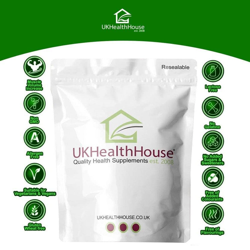 UKHealthHouse 100% Pure Creatine Monohydrate Powder 500g | Micronised Creatine Powder for Easy Mixing | Supports Recovery, Performance & Energy Boosting Train | Unflavoured