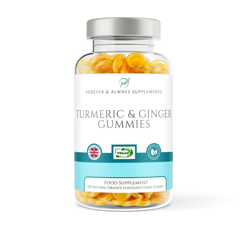Turmeric Gummies & Ginger - 120 x Orange Flavoured High Strength 13500mg of Turmeric Curcumin Per Serving, 2 Months Supply Daily Vitamin Gummies for Adults, Joint Supplement