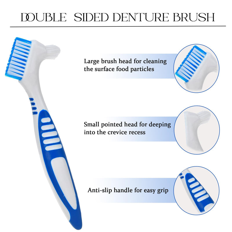 [Australia] - 4PCS Denture Brush Set with a Carry Case Portable False Teeth Brush Teeth Cleaning Denture Cleaner (Colorful) Colorful 