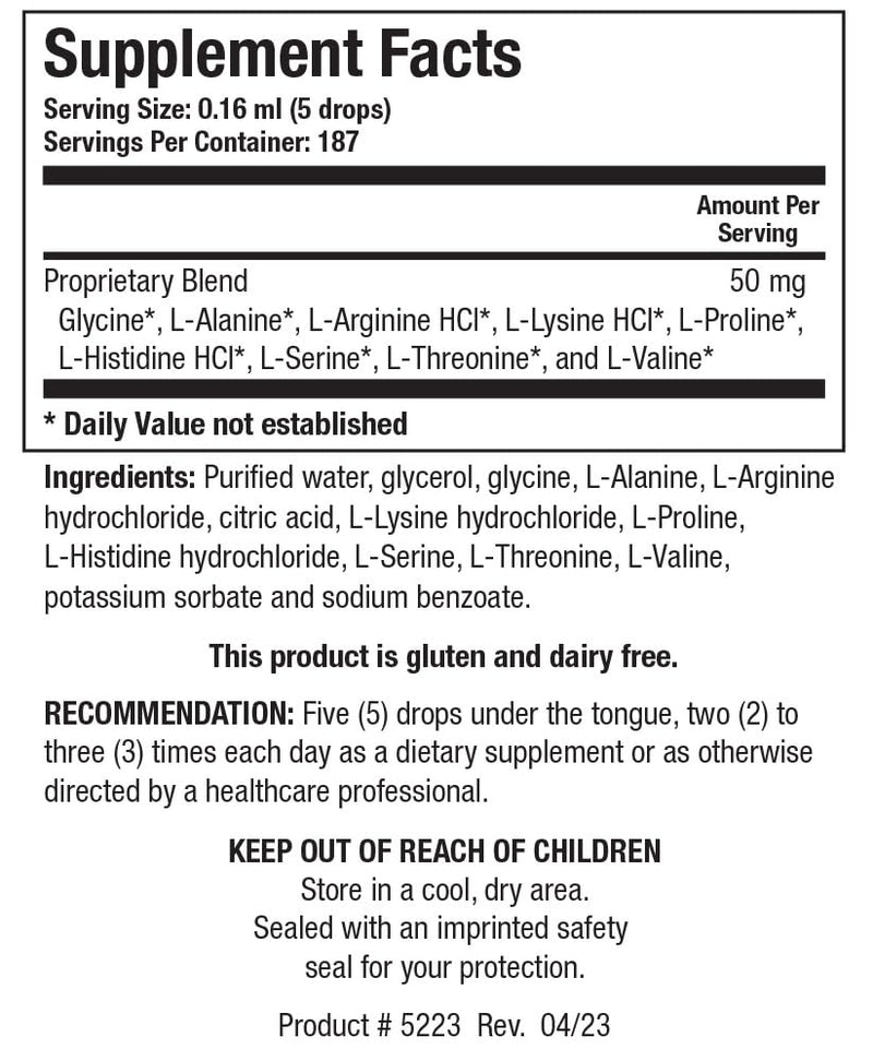 [Australia] - Biotics Research Amino Acid Quick Sorb Liquid Formula, Highly Absorbed, Glycine, L Alanine, L Arginine HCl, L Lysine HCl, L Proline, L Histidine HCl, L Serine, L Threonine, L Valine 2 fluid ounces 